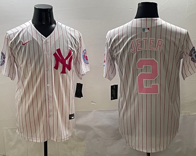 Men's New York Yankees Derek Jeter #2 White Team Jersey