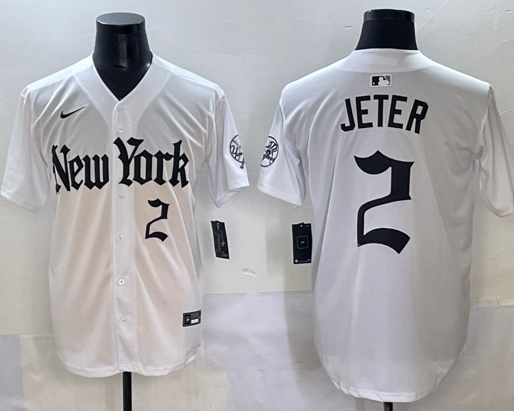 Men's New York Yankees Derek Jeter #2 White Team Jersey