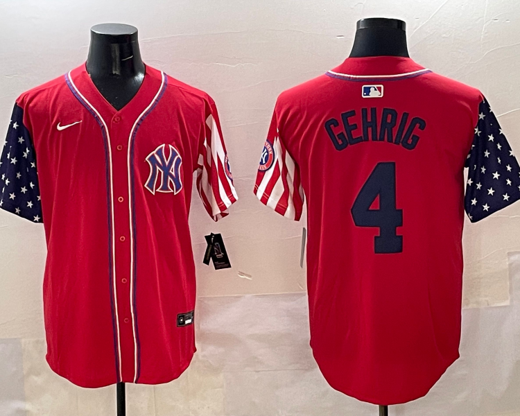 Men's New York Yankees Lou Gehrig #4 Red Limited Jersey