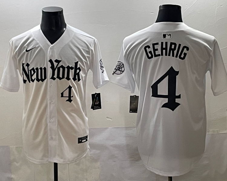 Men's New York Yankees Lou Gehrig #4 White Alternate Limited Jersey