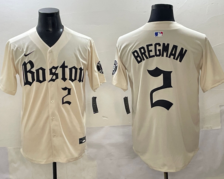 Men's Boston Red Sox Alex Bregman #2 Cream Jersey