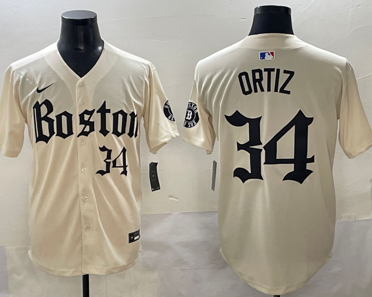 Men's Boston Red Sox David Ortiz #34 Cream Jersey