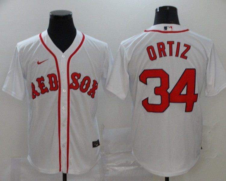 Men's Boston Red Sox David Ortiz #34 White Baseball Jersey