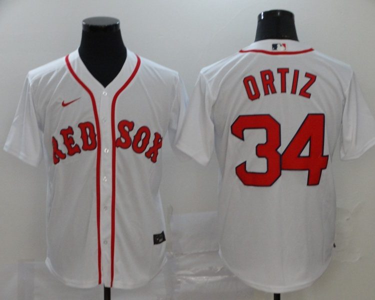 Men's Boston Red Sox David Ortiz #34 White Baseball Jersey