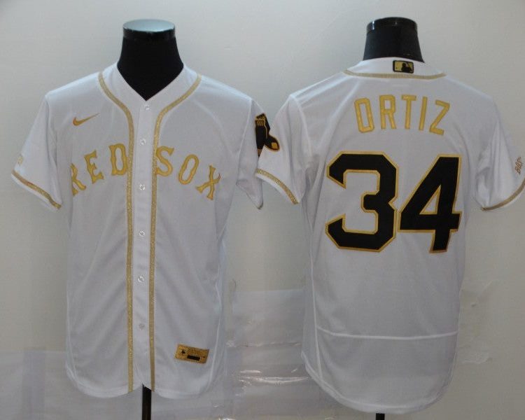 Men's Boston Red Sox David Ortiz #34 White Stitched Jersey