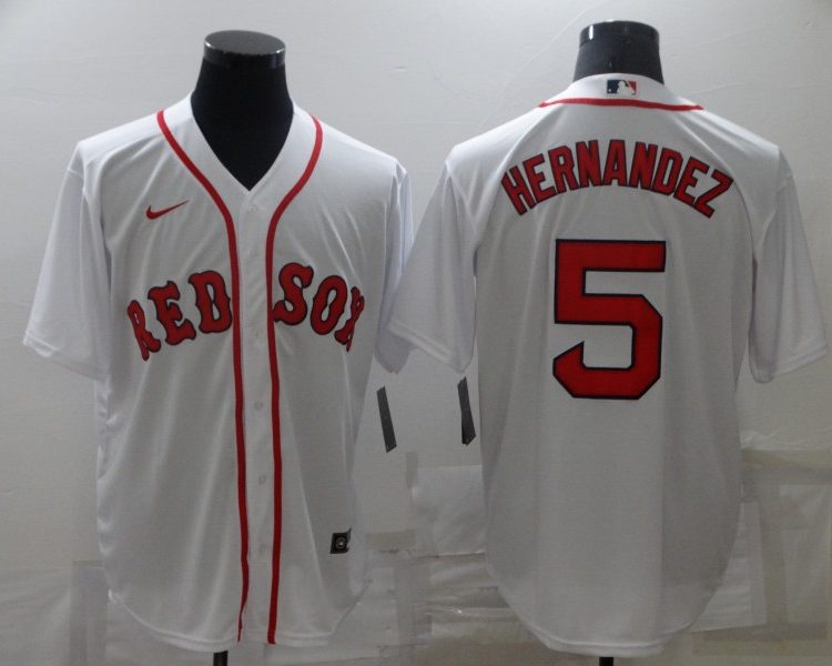 Men's Boston Red Sox Enrique Hernandez #5 White Baseball Jersey