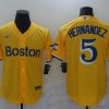 Men's Boston Red Sox Enrique Hernandez #5 Yellow Baseball Jersey