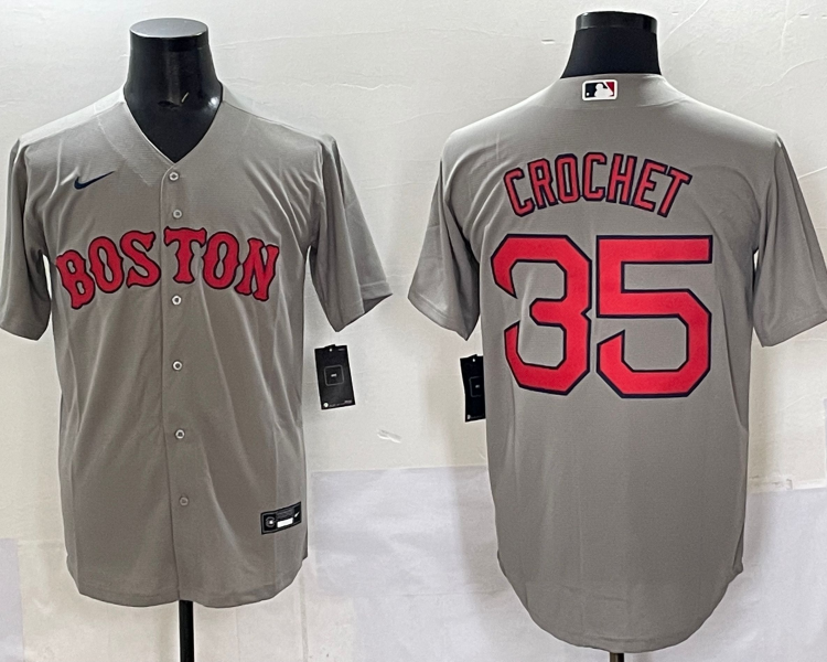 Men's Boston Red Sox Garrett Crochet #35 Gray Jersey