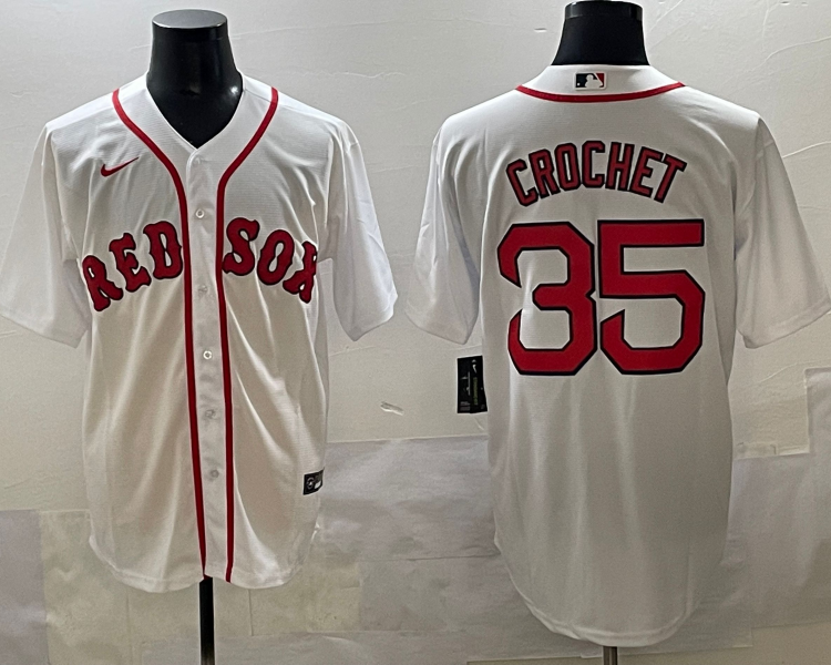 Men's Boston Red Sox Garrett Crochet #35 White Home Jersey