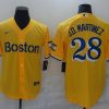 Men's Boston Red Sox J.D. Martinez #28 Yellow Baseball Jersey