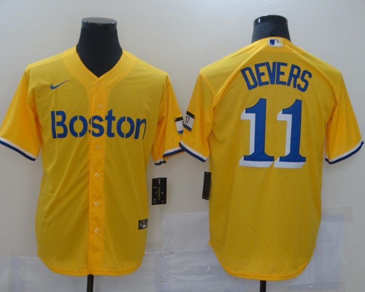 Men's Boston Red Sox Rafael Devers #11 Yellow Baseball Jersey