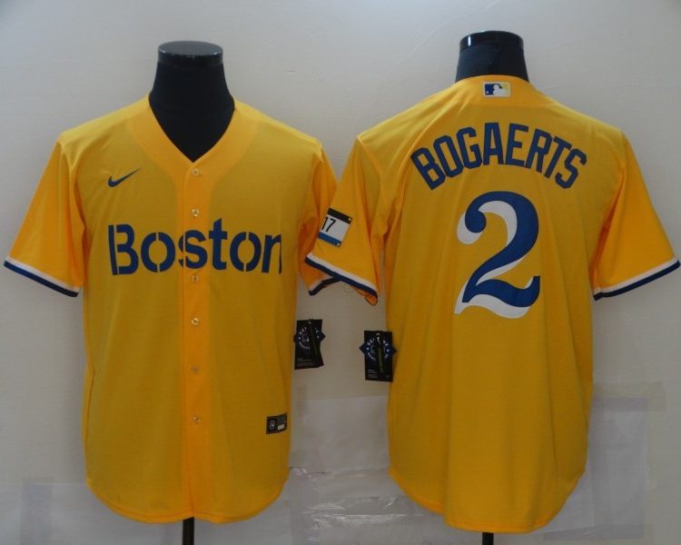 Men's Boston Red Sox Xander Bogaerts #2 Yellow Baseball Jersey