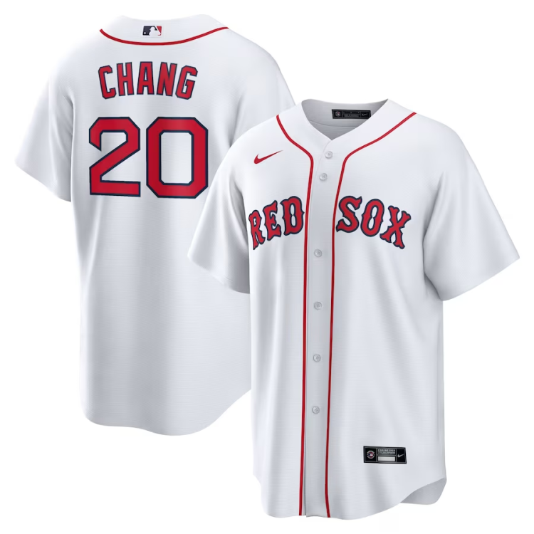 Men's Boston Red Sox Yu Chang #20 White Home Jersey