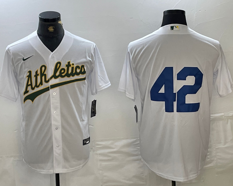 Men's Oakland Athletics #42 White 2024 Jackie Robinson Day Home Limited Jersey
