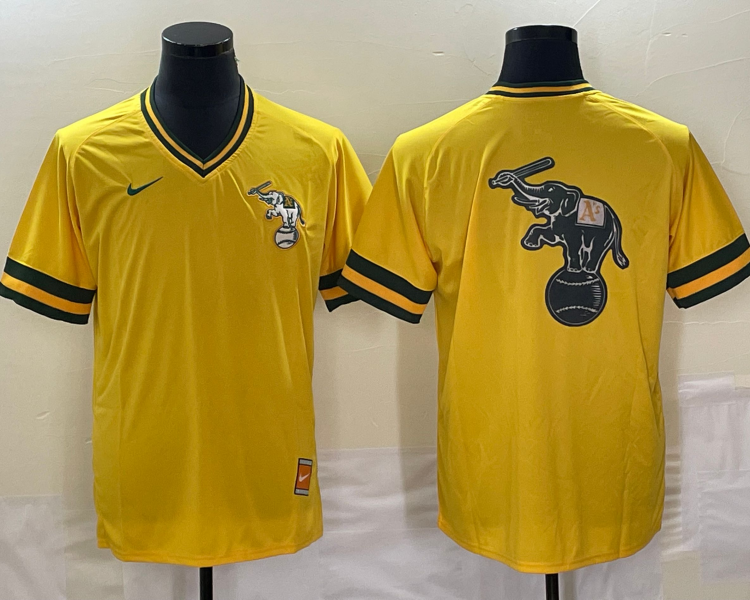 Men's Oakland Athletics Gold Blank Cooperstown Collection Mesh Batting Jersey