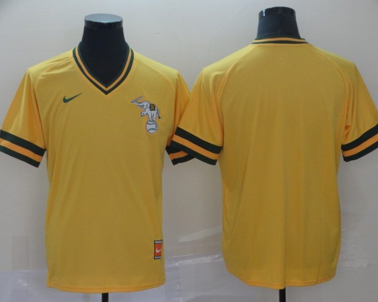 Men's Oakland Athletics Gold Blank Cooperstown Collection Mesh Batting Practice Jersey