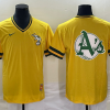 Men's Oakland Athletics Gold Blank Cooperstown Collection Mesh Batting Team Jersey