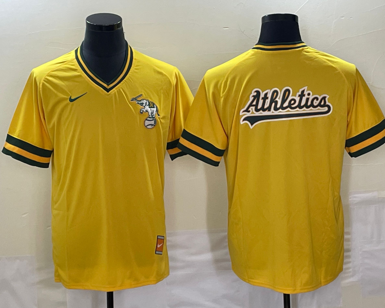 Men's Oakland Athletics Gold Cooperstown Collection Mesh Batting Jersey