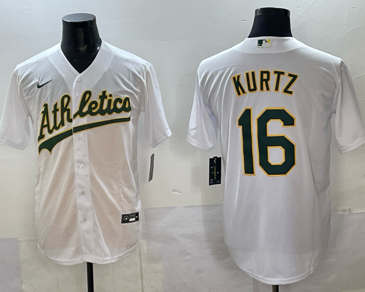Men's Oakland Athletics Nick Kurtz #16 White Home Jersey