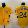Men's Oakland Athletics Rickey Henderson #24 Yellow Jersey