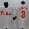 Men's Philadelphia Phillies #3 Bryce Harper Majestic Pinstripe Jersey