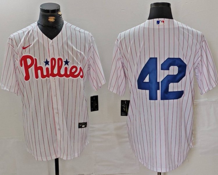 Men's Philadelphia Phillies #42 White 2024 Jackie Robinson Day Home Limited Jersey
