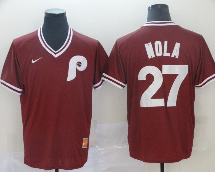 Men's Philadelphia Phillies Aaron Nola #27 Red Jersey