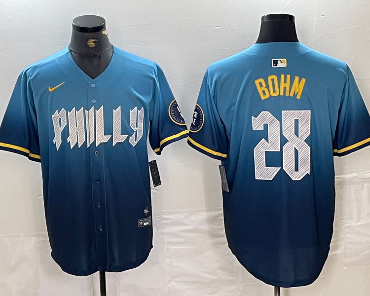Men's Philadelphia Phillies Alec Bohm #28 Blue 2024 City Connect Limited Jersey