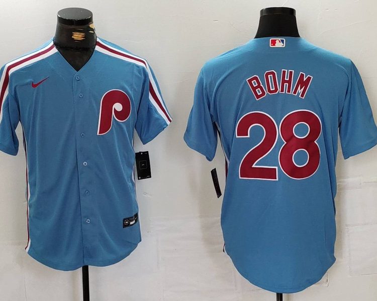 Men's Philadelphia Phillies Alec Bohm #28 Light Blue Alternate Limited Jersey