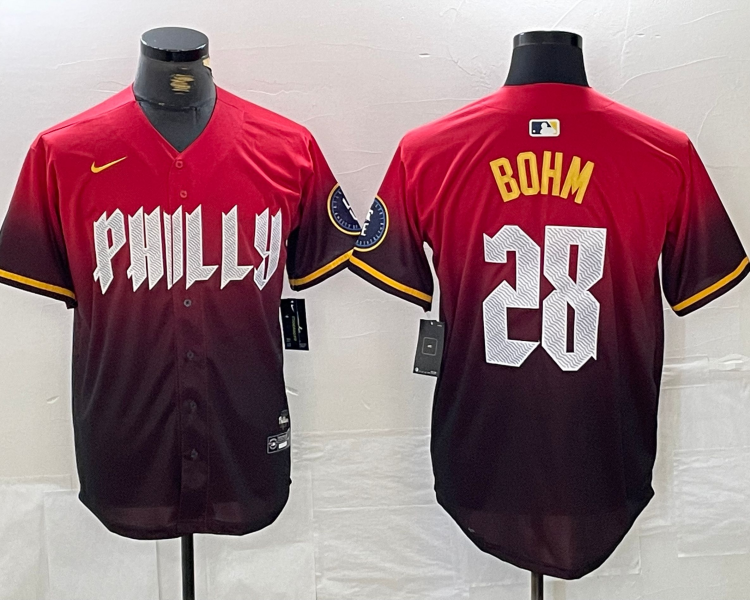 Men's Philadelphia Phillies Alec Bohm #28 Red 2024 City Connect Limited Jersey