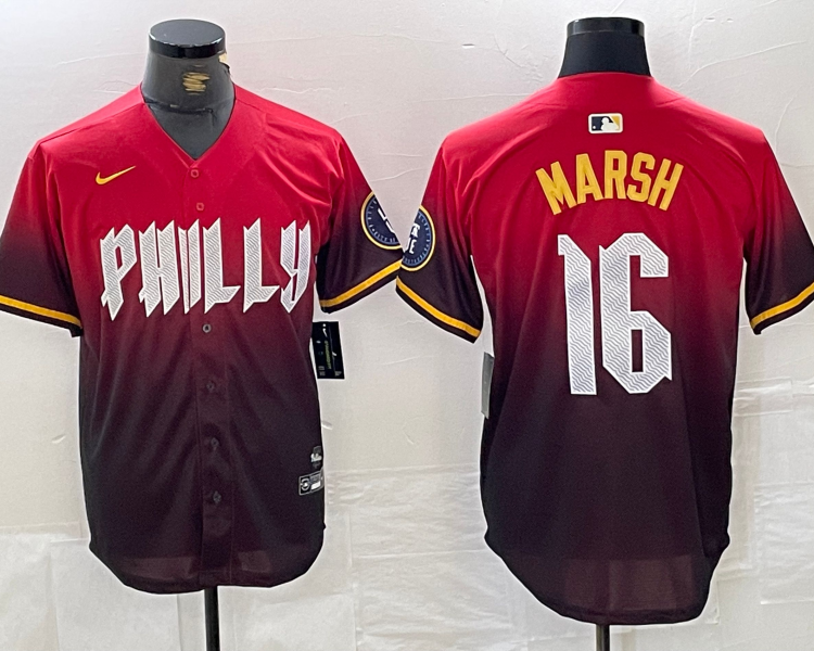Men's Philadelphia Phillies Brandon Marsh #16 Red 2024 City Connect Limited Jersey