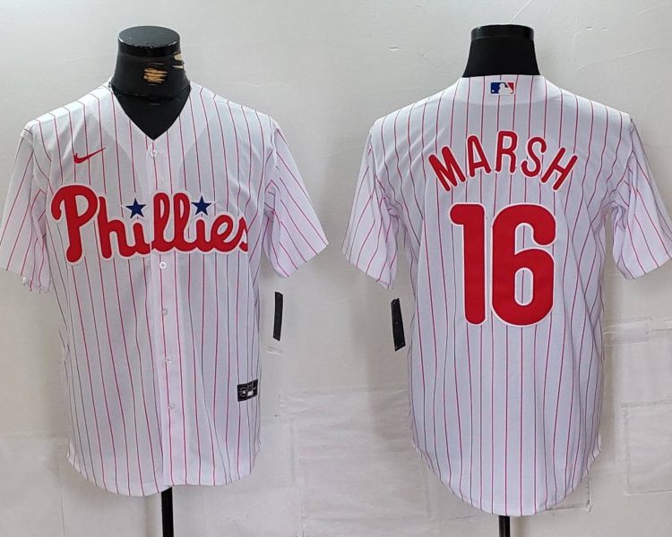 Men's Philadelphia Phillies Brandon Marsh #16 White Jersey