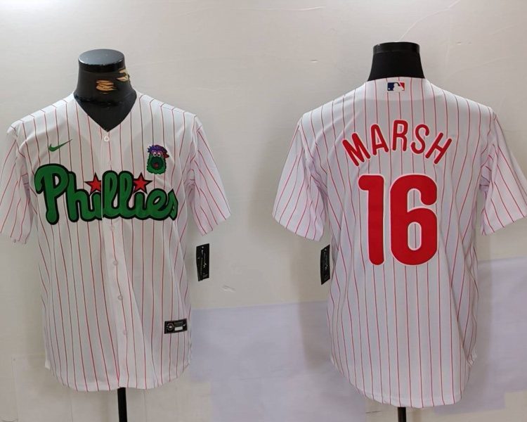 Men's Philadelphia Phillies Brandon Marsh #16 White Limited Jersey