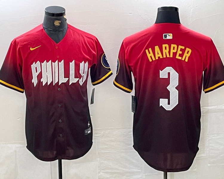 Men's Philadelphia Phillies Bryce Harper #3 Red 2024 City Connect Limited Jersey