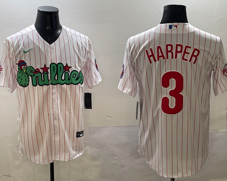 Men's Philadelphia Phillies Bryce Harper #3 White Team Jersey