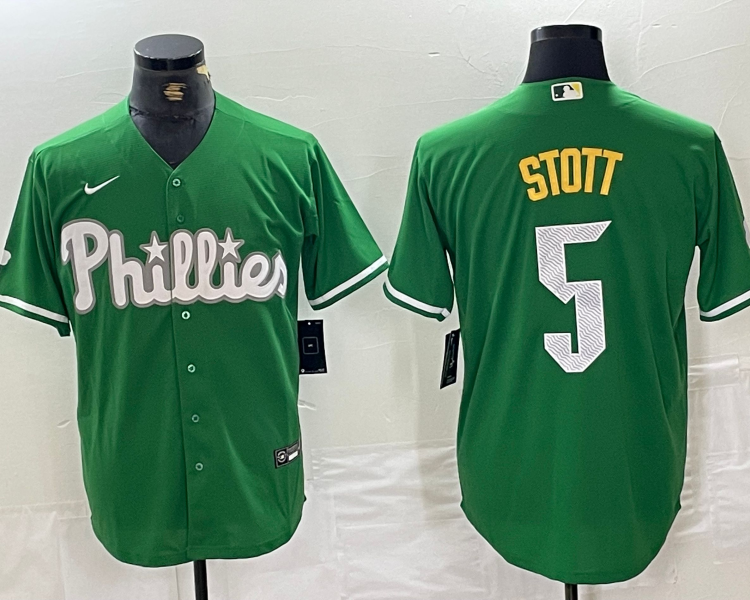 Men's Philadelphia Phillies Bryson Stott #5 Green Jersey