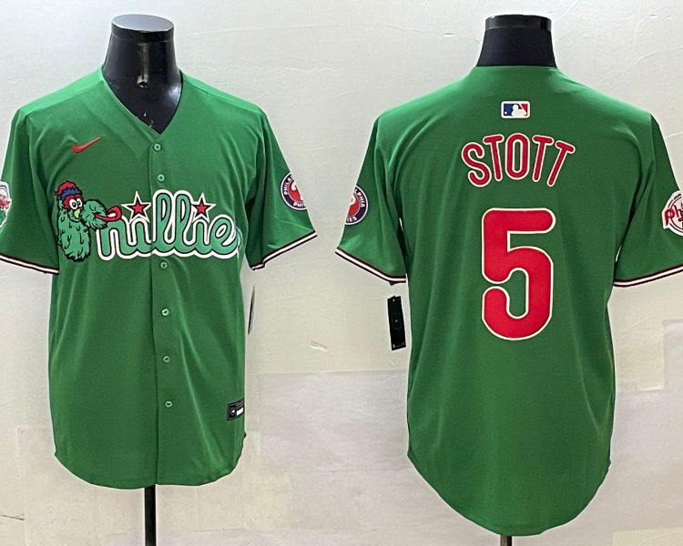 Men's Philadelphia Phillies Bryson Stott #5 Green Team Jersey