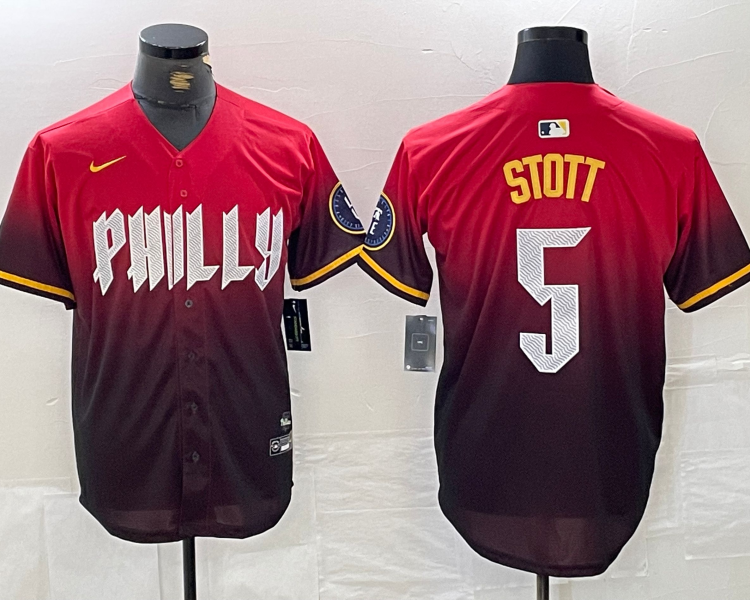 Men's Philadelphia Phillies Bryson Stott #5 Red 2024 City Connect Limited Jersey