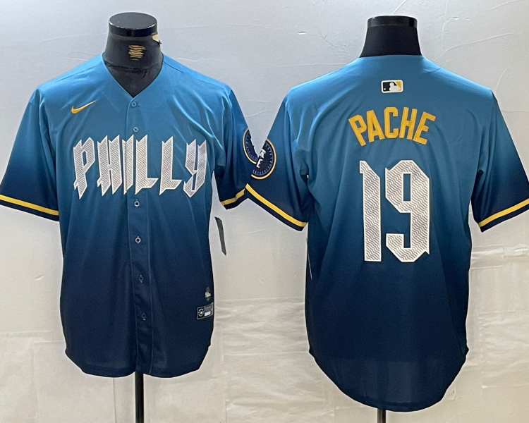 Men's Philadelphia Phillies Cristian Pache #19 Blue 2024 City Connect Limited Jersey