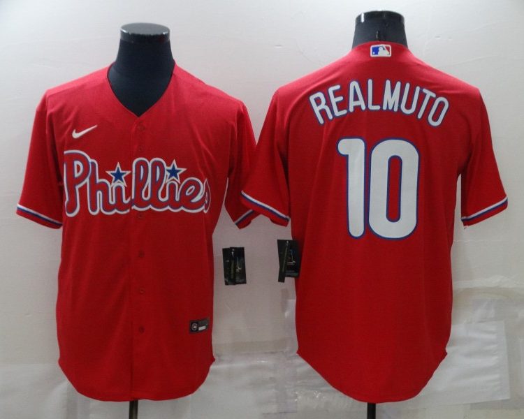 Men's Philadelphia Phillies J.T. Realmuto #10 Red Baseball Jersey