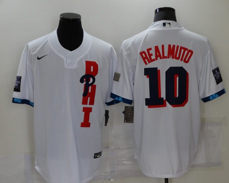 Men's Philadelphia Phillies J.T. Realmuto #10 White All Star Jersey
