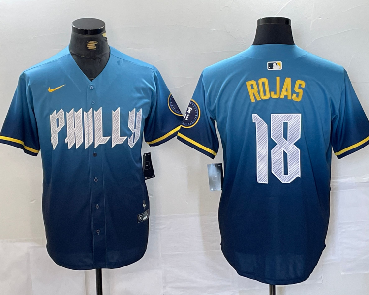 Men's Philadelphia Phillies Johan Rojas #18 Blue 2024 City Connect Limited Jersey