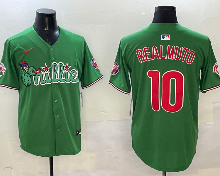 Men's Philadelphia Phillies JT Realmuto #10 Green Team Jersey