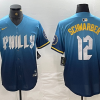 Men's Philadelphia Phillies Kyle Schwarber #12 Blue 2024 City Connect Limited Jersey