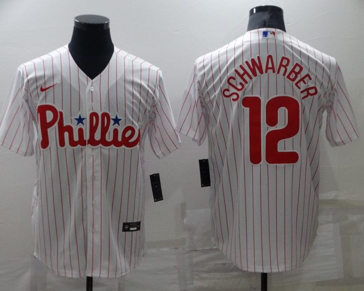 Men's Philadelphia Phillies Kyle Schwarber #12 White Baseball Jersey