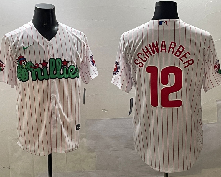 Men's Philadelphia Phillies Kyle Schwarber #12 White Team Jersey
