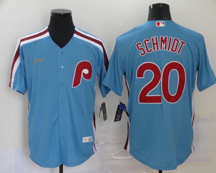 Men's Philadelphia Phillies Mike Schmidt #20 Blue Baseball Jersey