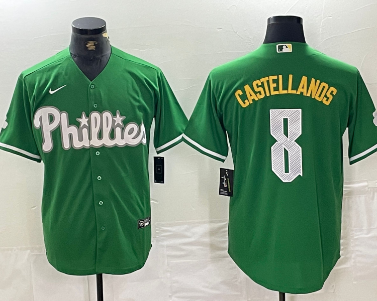 Men's Philadelphia Phillies Nick Castellanos #8 Green Jersey