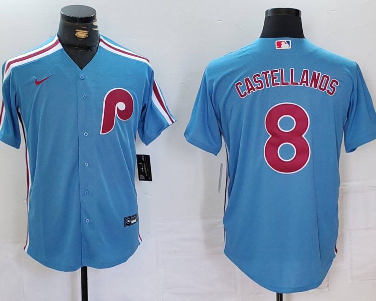 Men's Philadelphia Phillies Nick Castellanos #8 Light Blue Alternate Limited Jersey