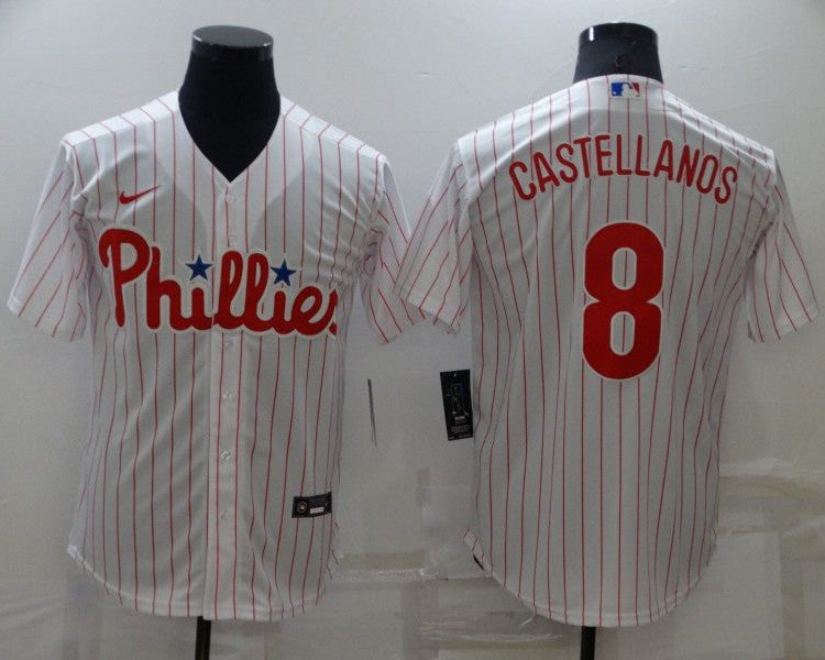 Men's Philadelphia Phillies Nick Castellanos #8 White Baseball Jersey